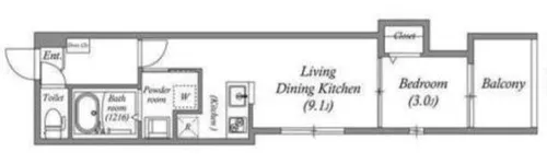 1LDKの間取り画像