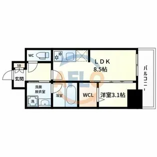 ALIVIS九条【10階】の間取り