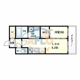 ALIVIS九条【4階】の間取り