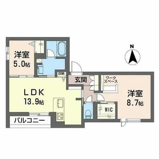シャーメゾンフラット ヒル【0201号室】の間取り