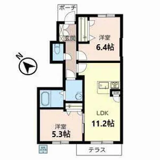 シャーメゾン日新B【0102号室】の間取り