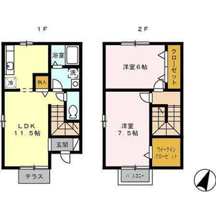 愛知県豊明市沓掛町五反田【テラスハウス】の間取り