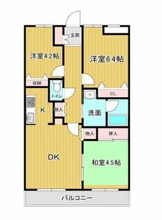 ダイアパレス北六甲【413号室】の間取り