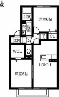 サンルガール【A201号室】の間取り