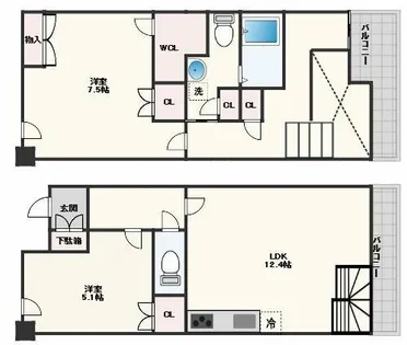 リーデンススクエア松屋町【603号室】の間取り