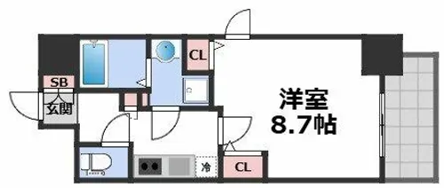 プランドール北浜【7階】の間取り