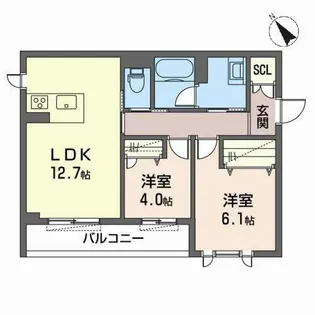 シャーメゾン西朱雀【2階】の間取り