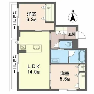 丸正・シャーメゾン京町【0202号室】の間取り