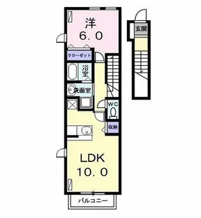 シンフォニアガーデン小本【202号室】の間取り