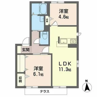ピエモンヌ東山III【1階】の間取り