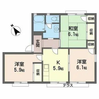 シヤンボール角谷II【1階】の間取り