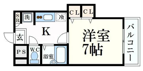 ジュネス神屋町【4階】の間取り