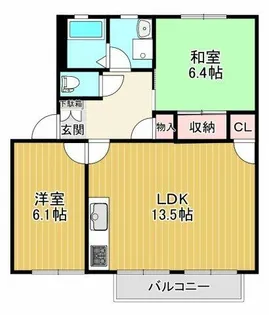 エリオ鹿の子台【A202号室】の間取り