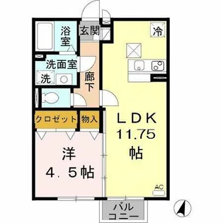 クレセントコートB棟【1階】の間取り