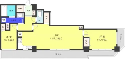 知事公館前タワーレジデンス【26階】の間取り