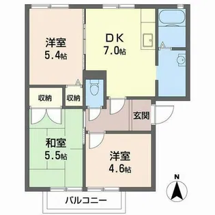 グランヒル ムカイ【0201号室】の間取り