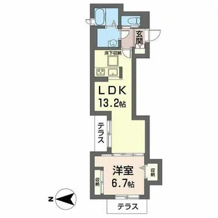 エコヴィル水通【0102号室】の間取り