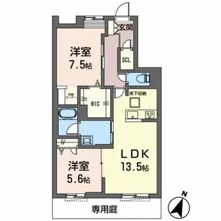オカバ姫路岡町シャーメゾン【A102号室】の間取り