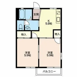 エクセルコートジュネス【201号室】の間取り