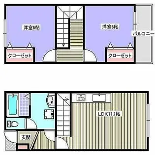 福岡県遠賀郡岡垣町吉木西2丁目【アパート】の間取り