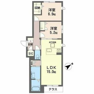 シャーメゾン ベルヴィル【0102号室】の間取り