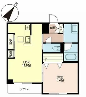 フェリシード修学院【0102号室】の間取り