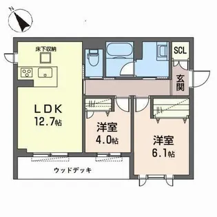 シャーメゾン西朱雀【1階】の間取り