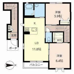 フローラルのがみ【0201号室】の間取り