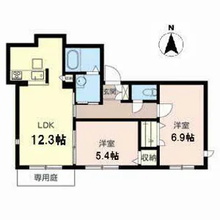 シャーメゾン桜ヶ丘【1階】の間取り