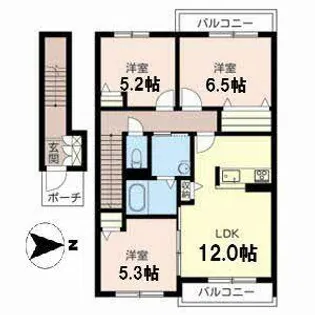 シャーメゾンST逢坂【0203号室】の間取り