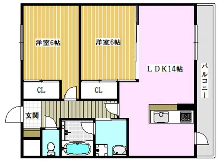 サニーコートSOUTH【101号室】の間取り