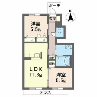 シャーメゾン彩都B【0102号室】の間取り