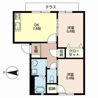 ビューテラス山科【1階】の間取り