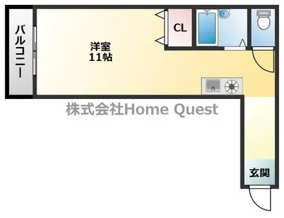 ヴィラージュ久宝園【101号室】の間取り