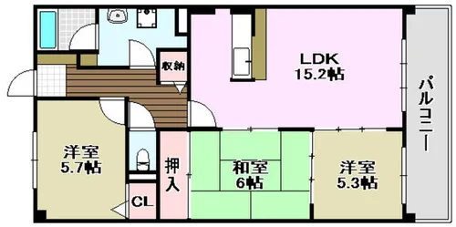 ファミーユ千里丘【102号室】の間取り