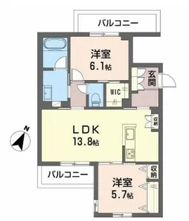 ルミエール勝【202号室】の間取り