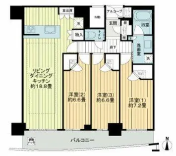大阪ひびきの街・ザ・サンクタスタワー【49階】の間取り