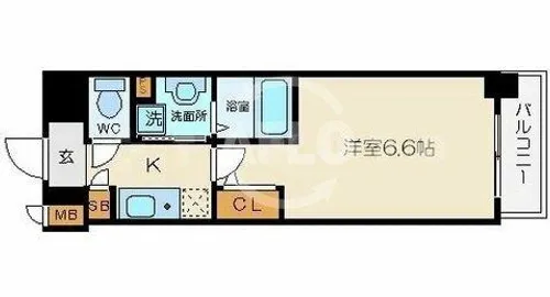 クリスタルブライト谷町【9階】の間取り