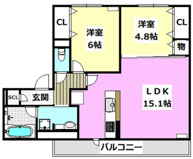 D-residence南茨木Ⅱ【2階】の間取り
