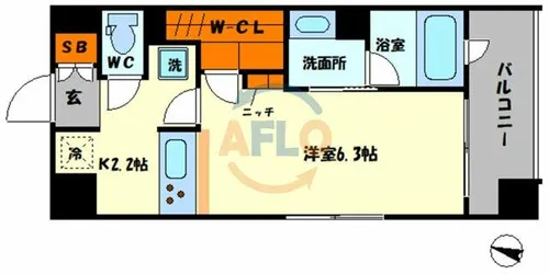 ゲートコート大阪福島【5階】の間取り