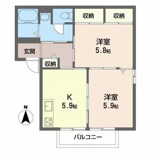 ディアス離宮山手C【C207号室】の間取り