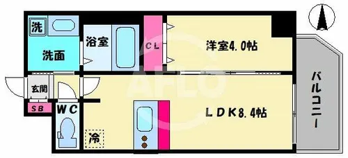 スプランディッド難波WEST【11階】の間取り