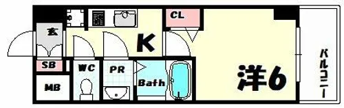 プレサンス神戸元町ベルシオン【8階】の間取り