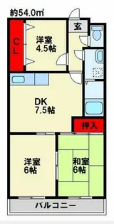 スカイコーポホウシュウエイト小倉南【5階】の間取り