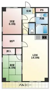 フィオーレ大山Ⅰ【303号室】の間取り