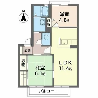 サニーサイドA【A201号室】の間取り