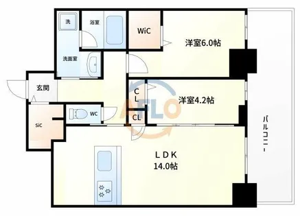 ルクス エテルナ 江戸堀【7階】の間取り