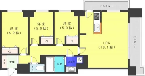 レジディア円山北五条【9階】の間取り