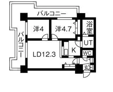 UURコート札幌北三条【14階】の間取り