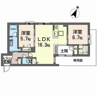 シャーメゾングラン今在家【1階】の間取り